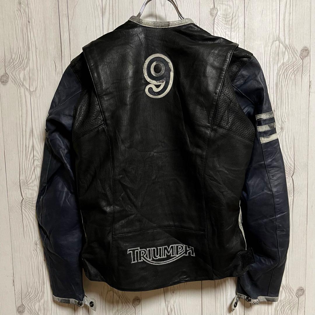 トライアンフモーターサイクル　ライダースレザージャケット　レディースL 黒バイク