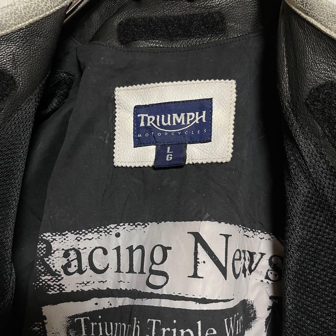 トライアンフモーターサイクル　ライダースレザージャケット　レディースL 黒バイク
