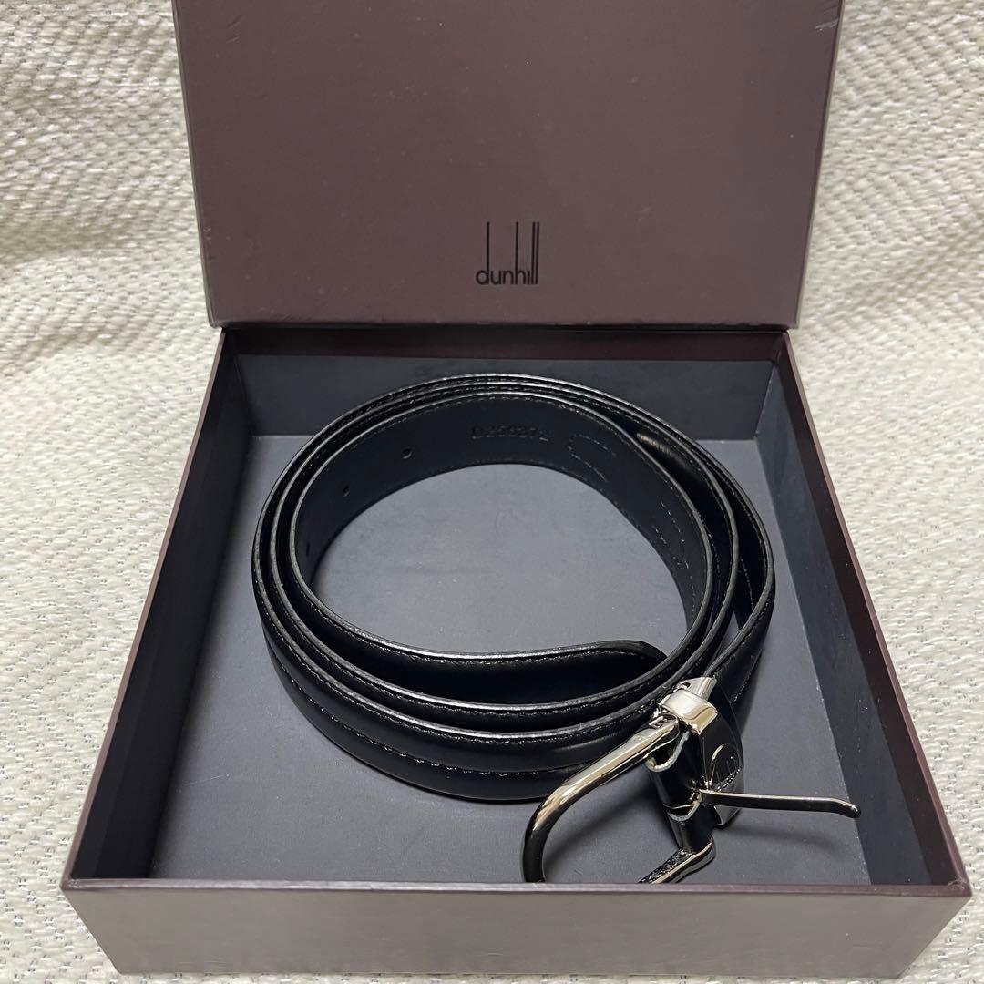 未使用 dunhill ダンヒル レザーベルト 本革製 ロゴプレート