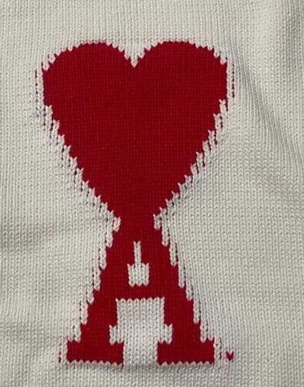 AMI PARIS ホワイト ニット ハートロゴ S