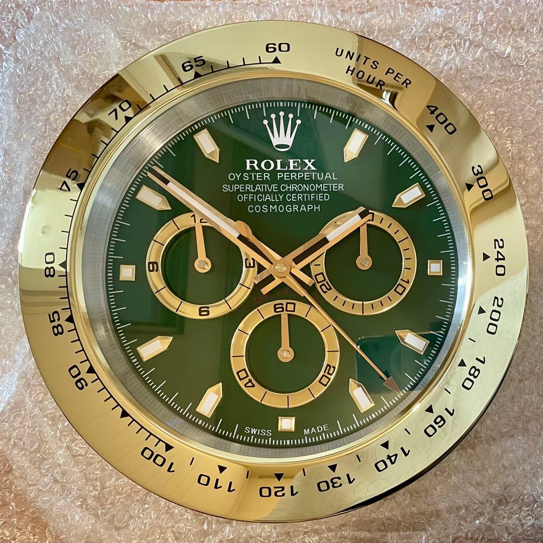 海外販促品 新品 ROLEX掛け時計 デイトナ ⭐︎ゴールド／グリーン⭐︎