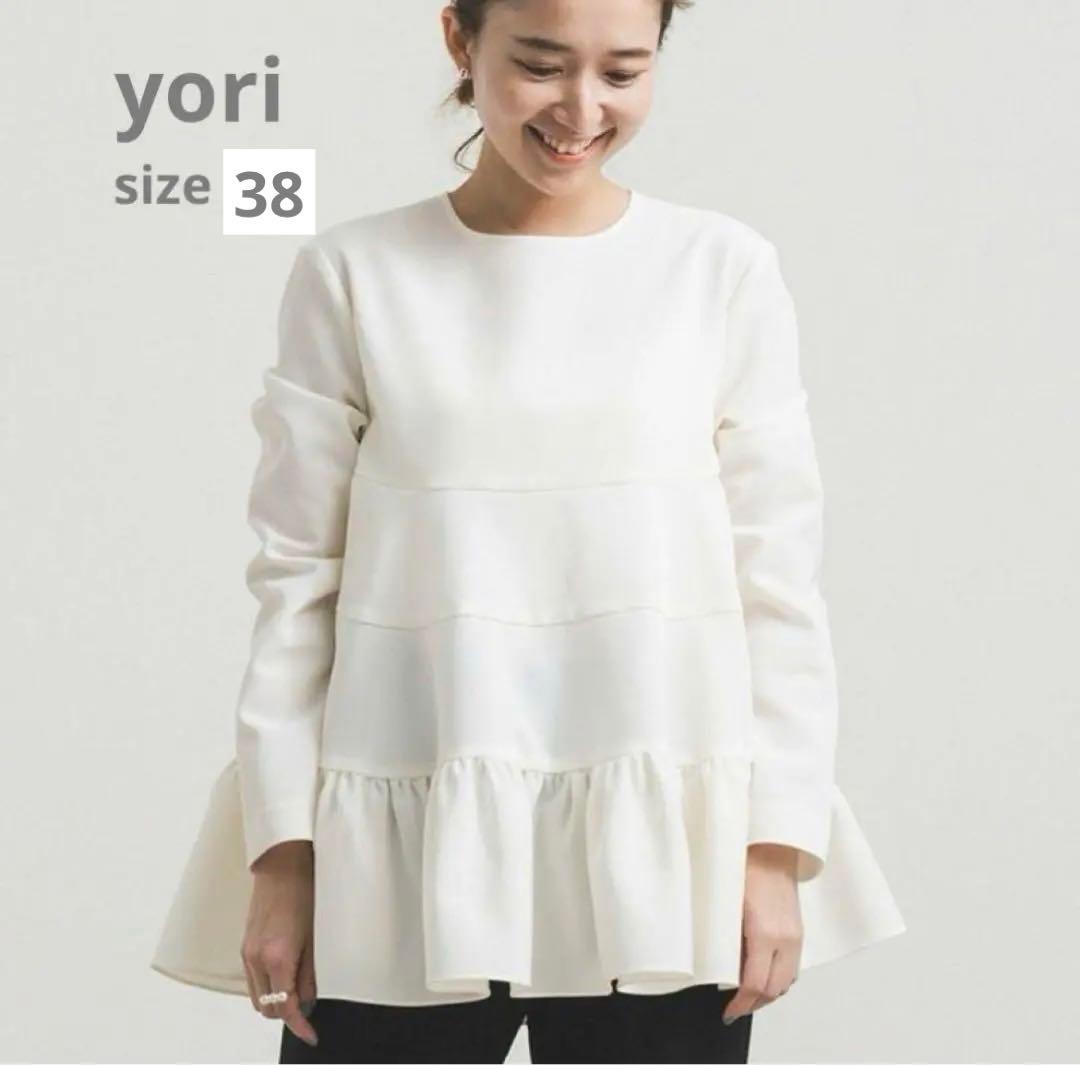 yori　ティアードストレッチブラウス　ホワイト