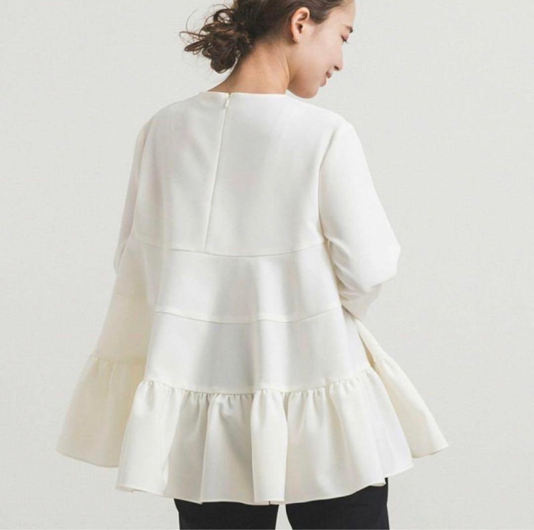 yori　ティアードストレッチブラウス　ホワイト