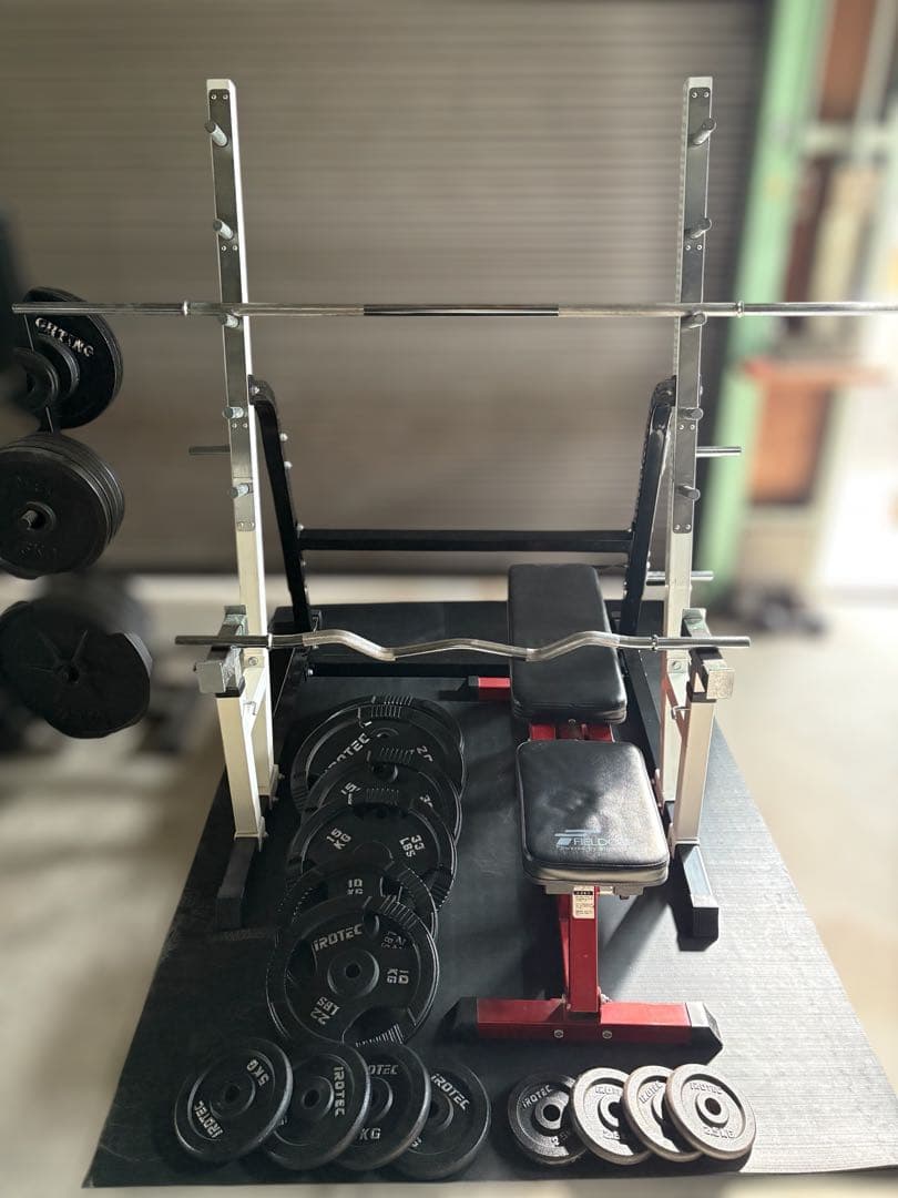 アイロテック スクワットラック　プレート　インクラインベンチ　EZバー　セット