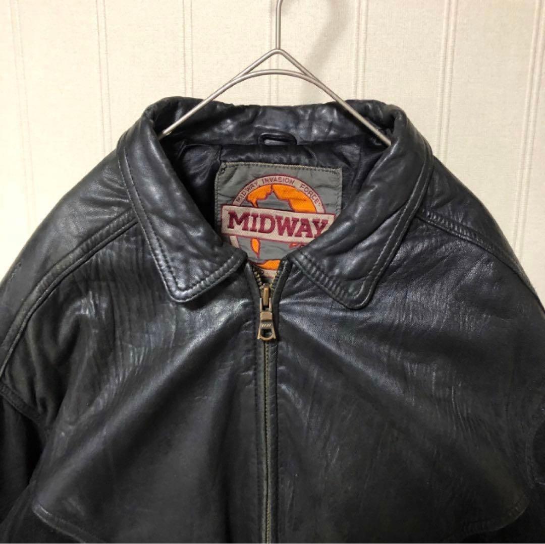 深水光太着用似❗️短丈 MIDWAY A-2 牛革 フライトジャケット 黒S