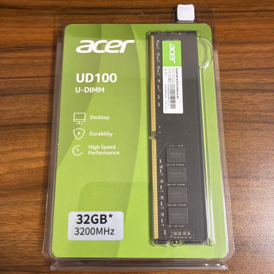 メモリー Acer UD100 DDR4 32GB 3200MHz PC4-25600