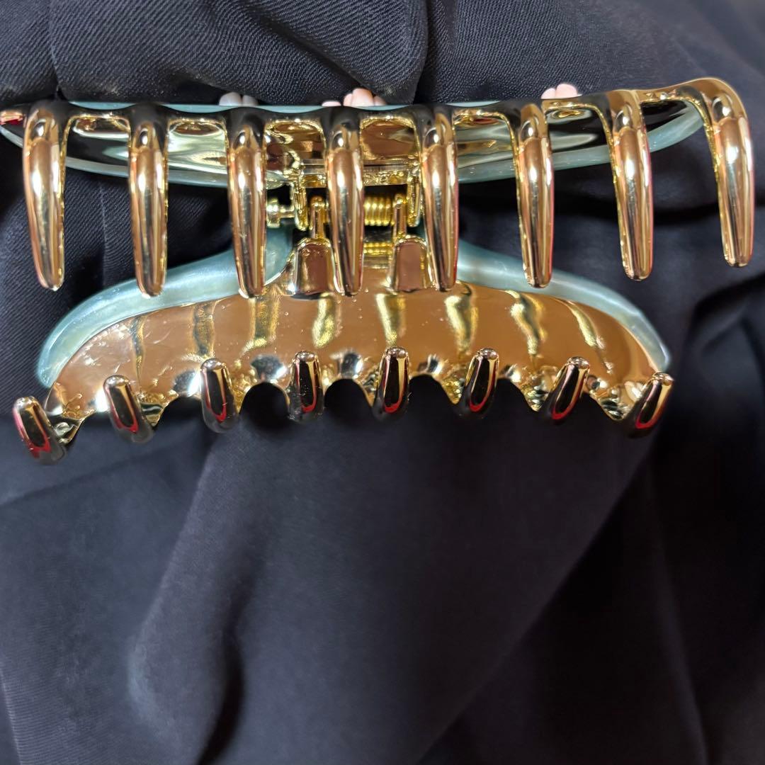 acca ヘアクリップ　フラワーラインストーングリーン 大