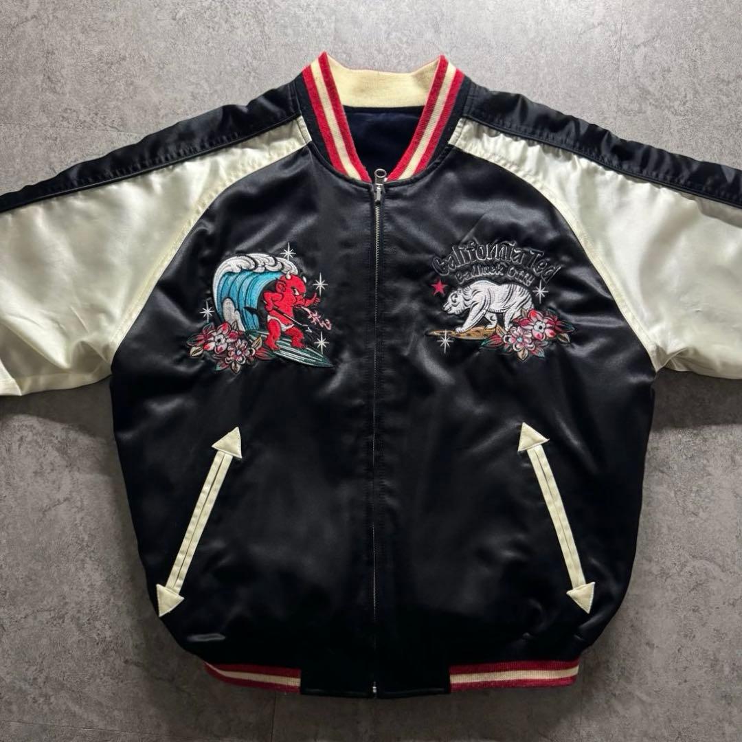 【激推希少】テッドマン　L スカジャン　リバーシブル　サテン　ベロア　刺繍　別珍