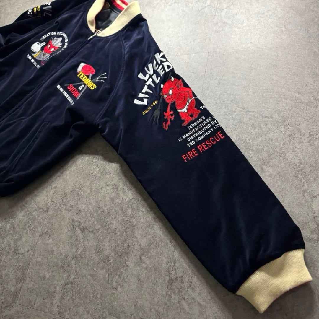 【激推希少】テッドマン　L スカジャン　リバーシブル　サテン　ベロア　刺繍　別珍