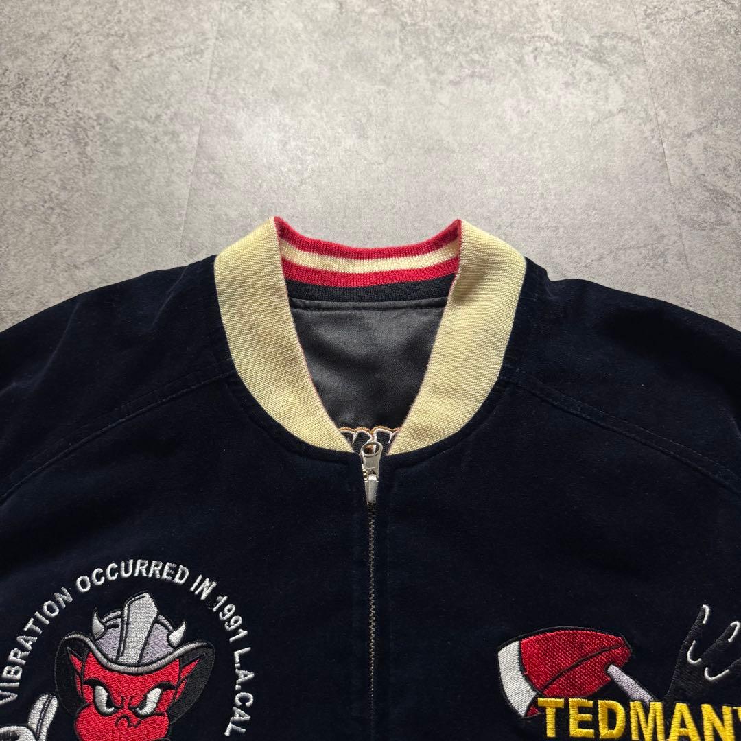 【激推希少】テッドマン　L スカジャン　リバーシブル　サテン　ベロア　刺繍　別珍