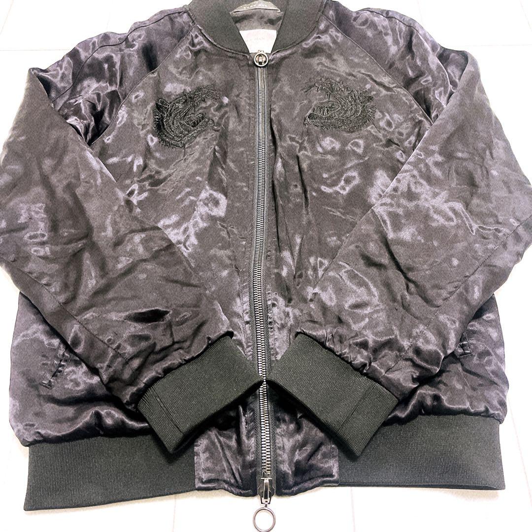 tac ZARA MAN スカジャン　オールブラック　虎　両面刺繍