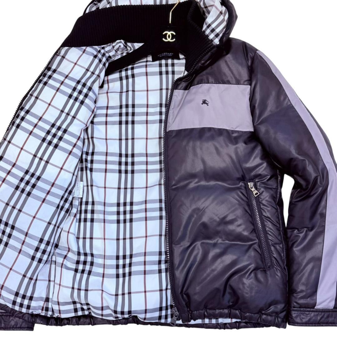 バーバリーブラックレーベル ダウンジャケット 大きいサイズ L ホースロゴ刺繍