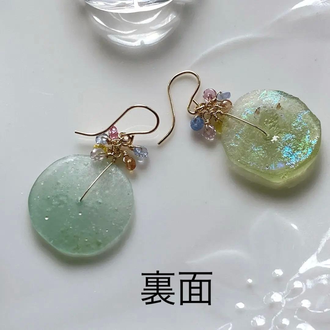 tama◆希少✧ローマングラスピアス✧マルチカラーサファイア