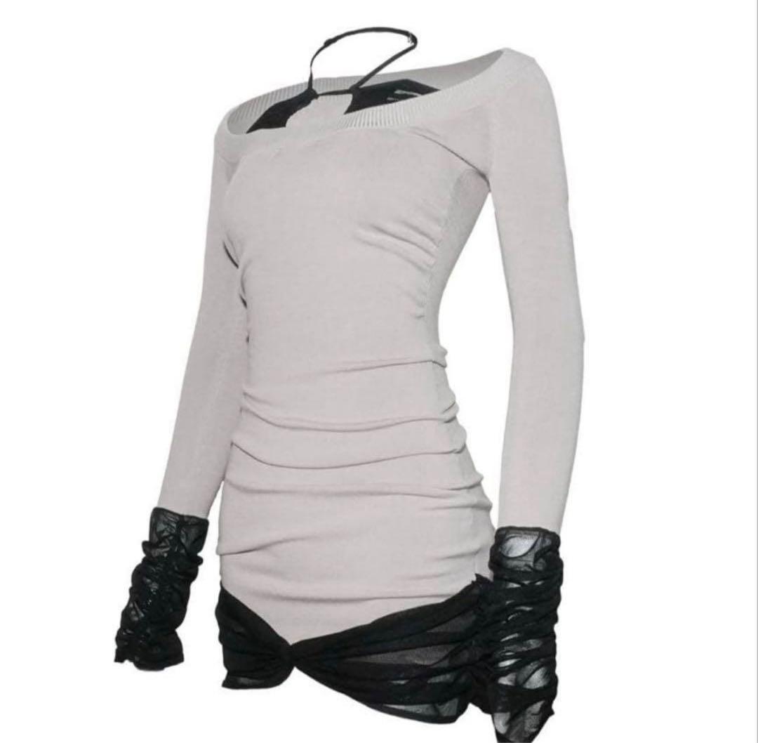 ワンピース THEREDTHREAD S sheer docked dress mini