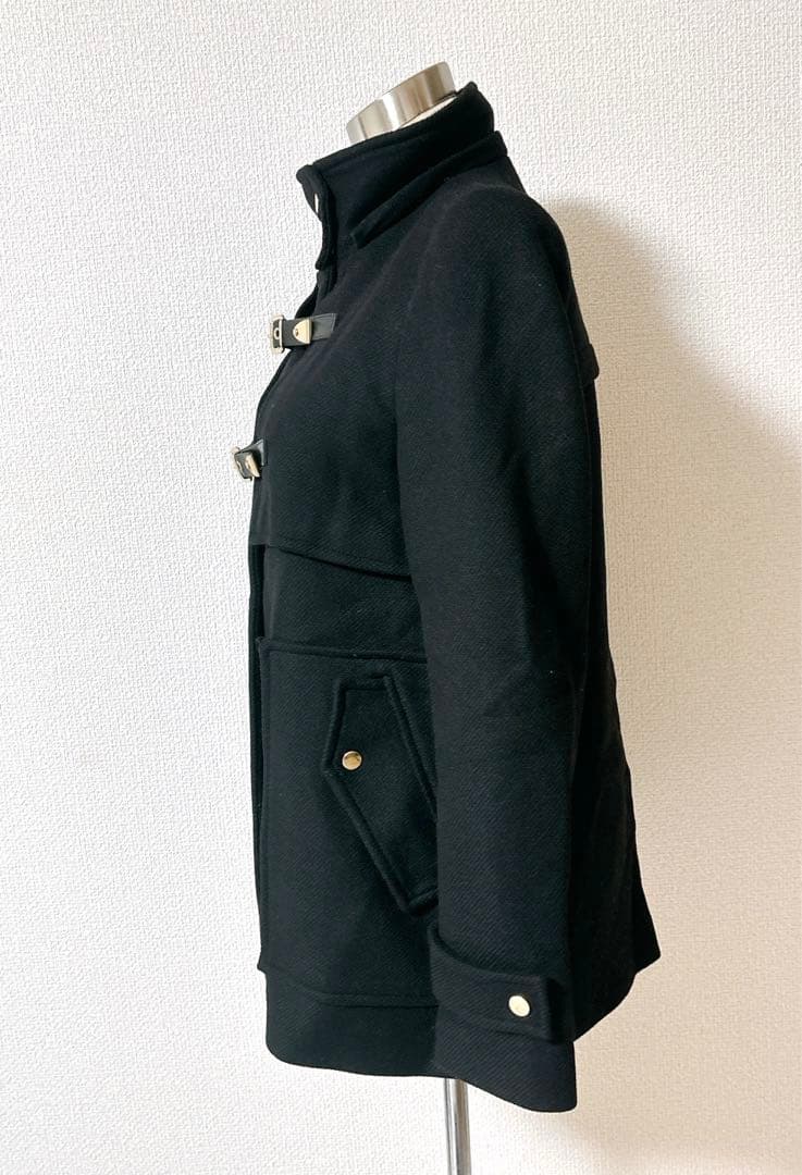【ZARA WOMAN】ダッフルコート　2WAY ラクーン　ベルト　黒　L相当