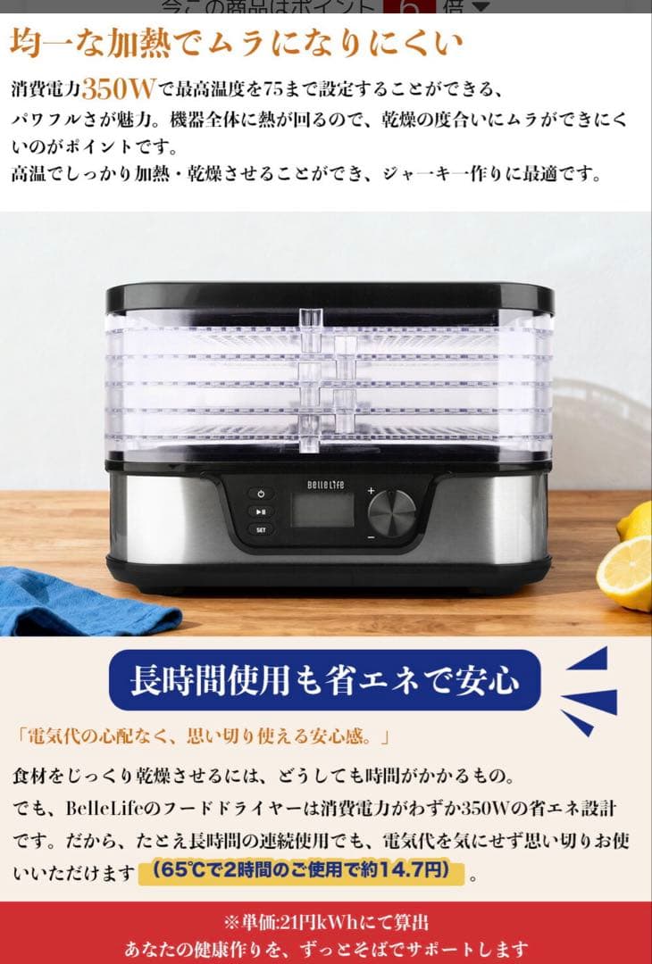 新品未開封品　BelleLife フードドライヤー