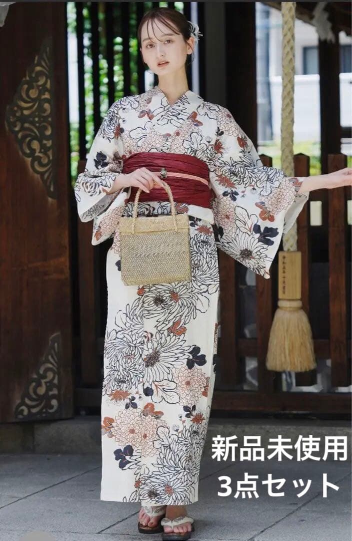 【新品未使用】utatane ウタタネ 美人映え浴衣 帯 下駄 3点セット