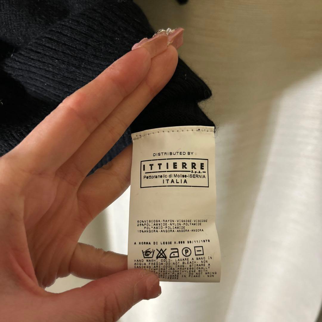 【新品タグ付き】D&G ロゴ刺繍　タートルネック 半袖ニット 黒　イタリア製