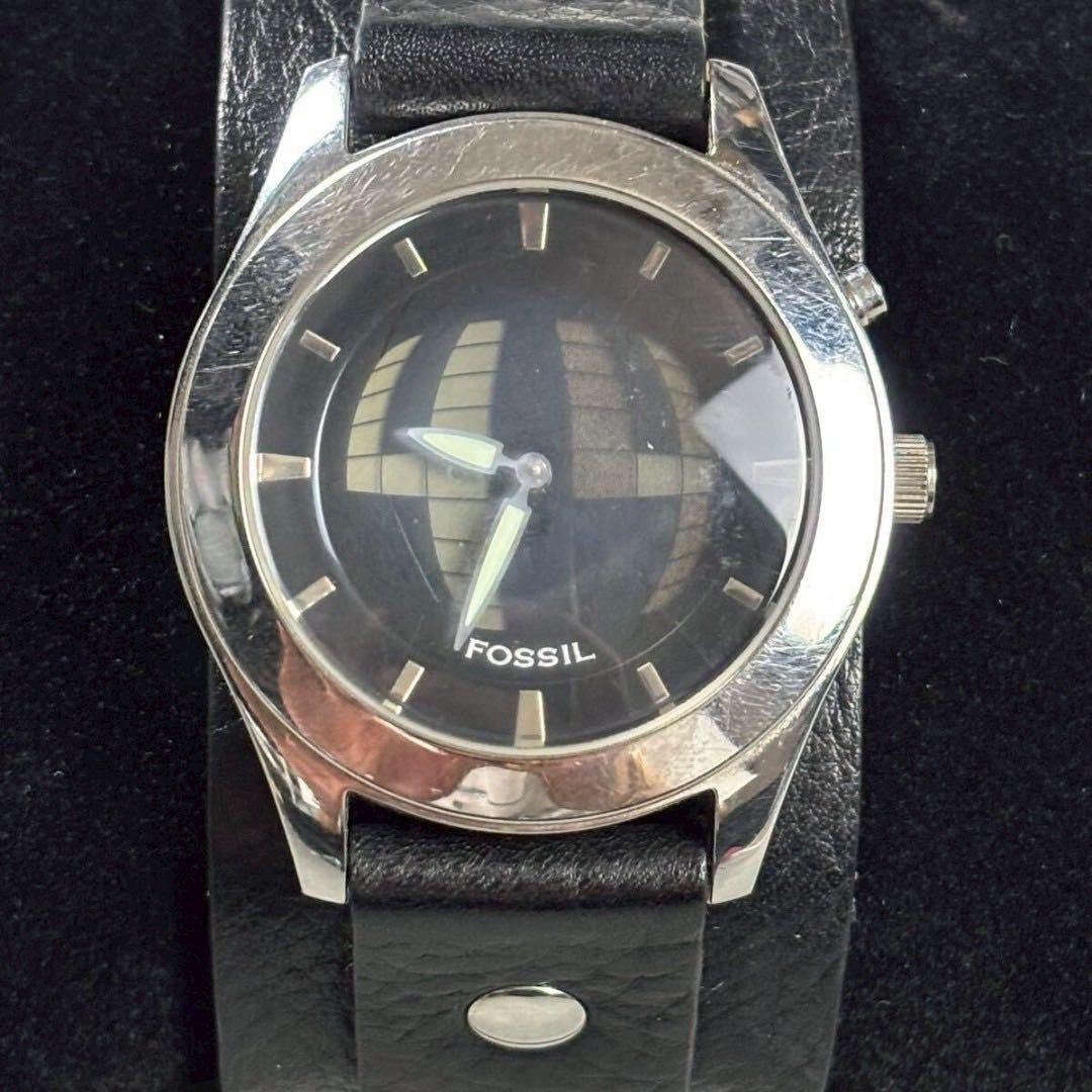 時計 fossil big tic leather analog digital