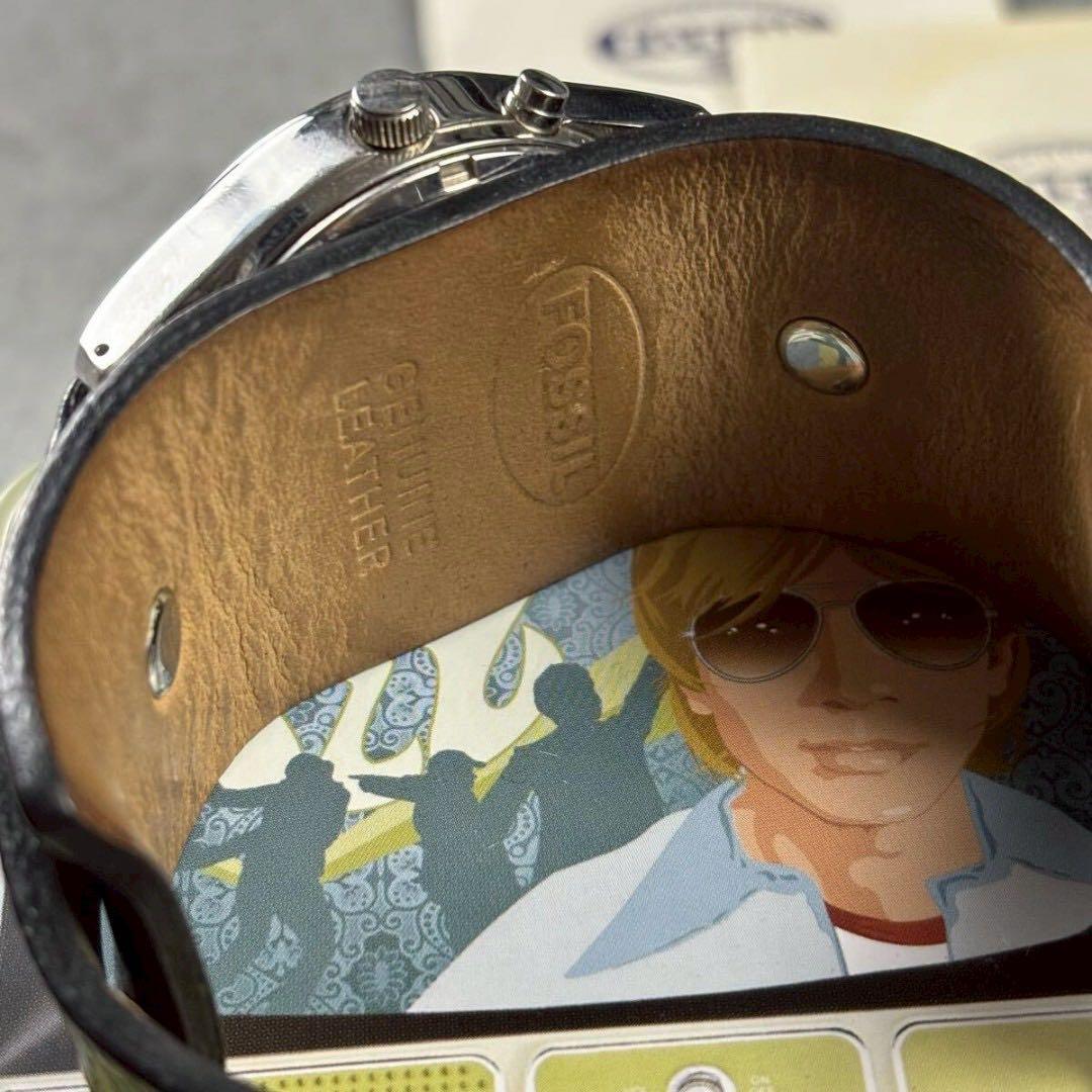 時計 fossil big tic leather analog digital