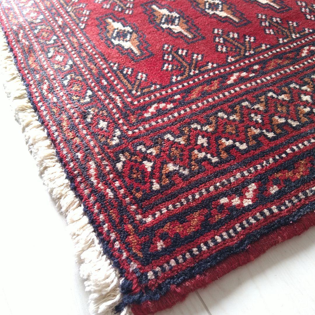 トルクメン ペルシャ絨毯 140×65cm 深みのある赤 オールドラグ