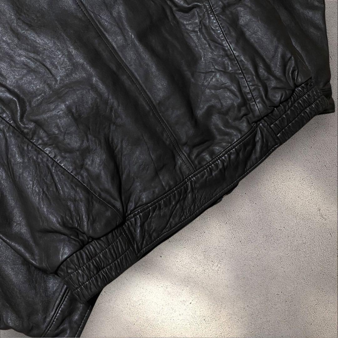 マベレザーA2ブラックスウィングトップスタンドカラー短丈本革ハイネックブル