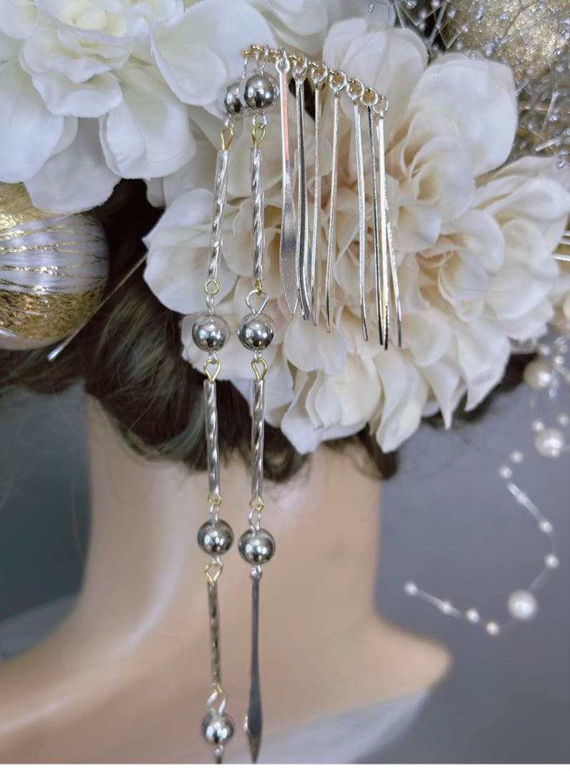 【ききららページ】二点セットまとめ　簪2本　銀箔１枚　髪飾り 成人式