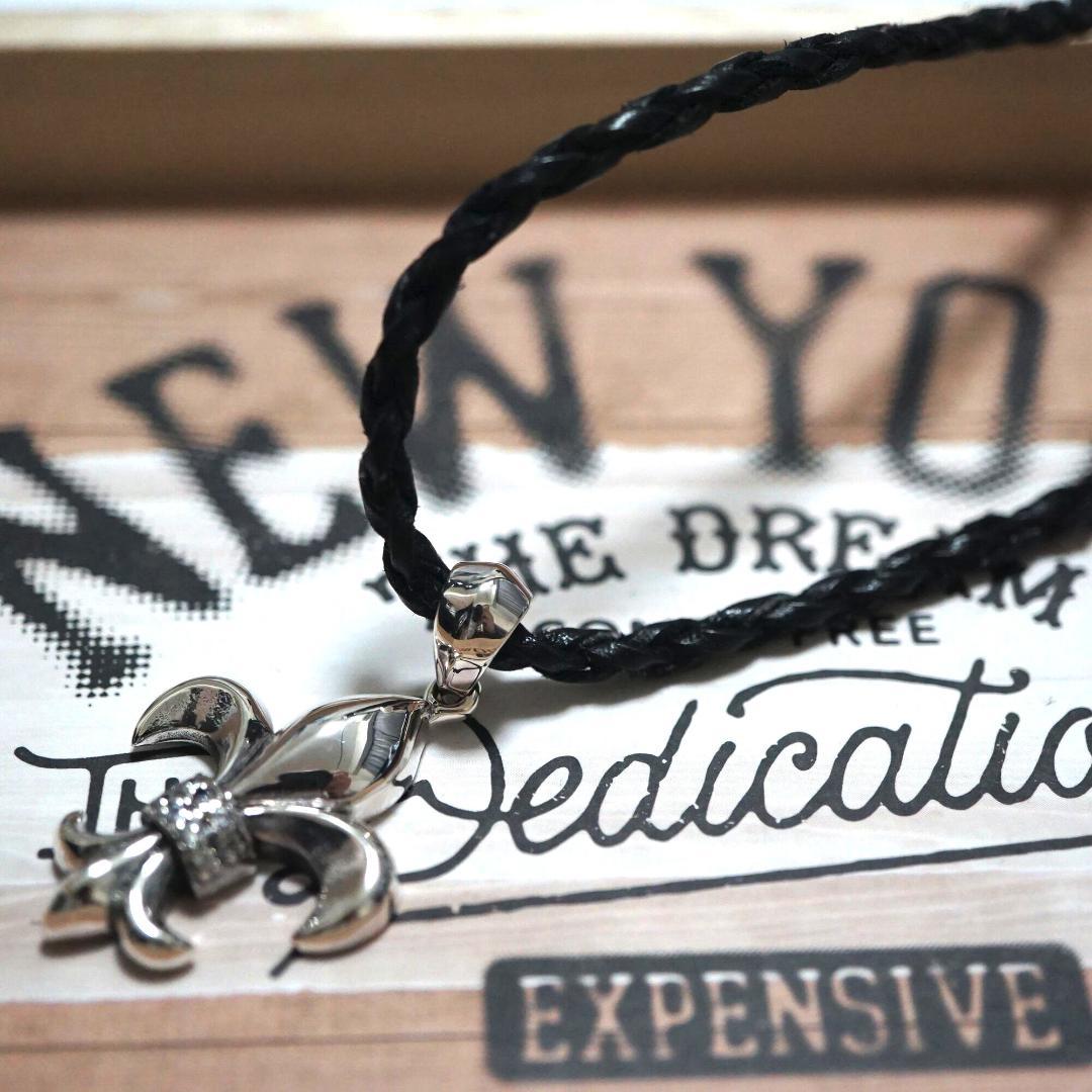 50cm+ シルバーペンダント 百合の花 銀 本物 紋章 トップ 送料無料