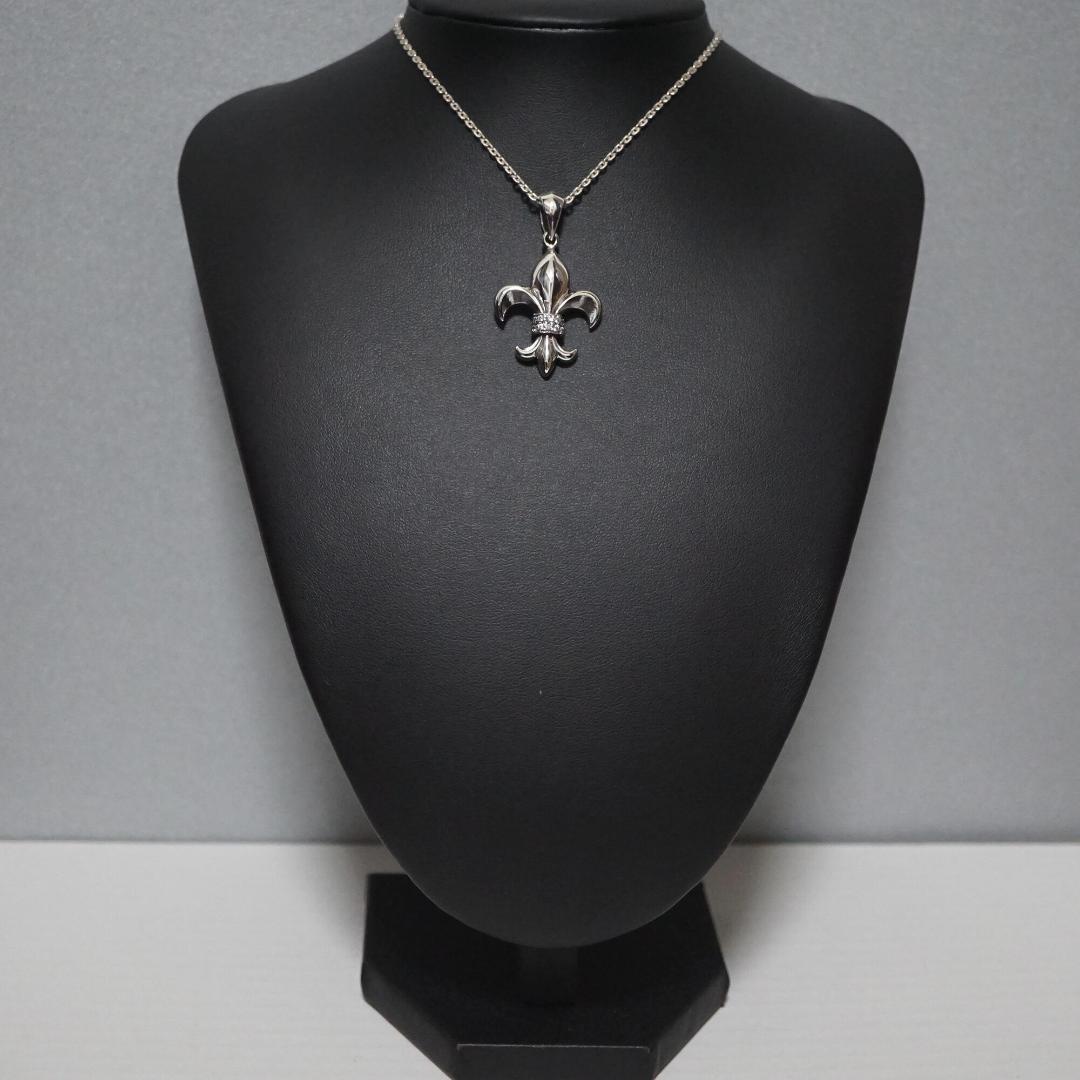 50cm+ シルバーペンダント 百合の花 銀 本物 紋章 トップ 送料無料