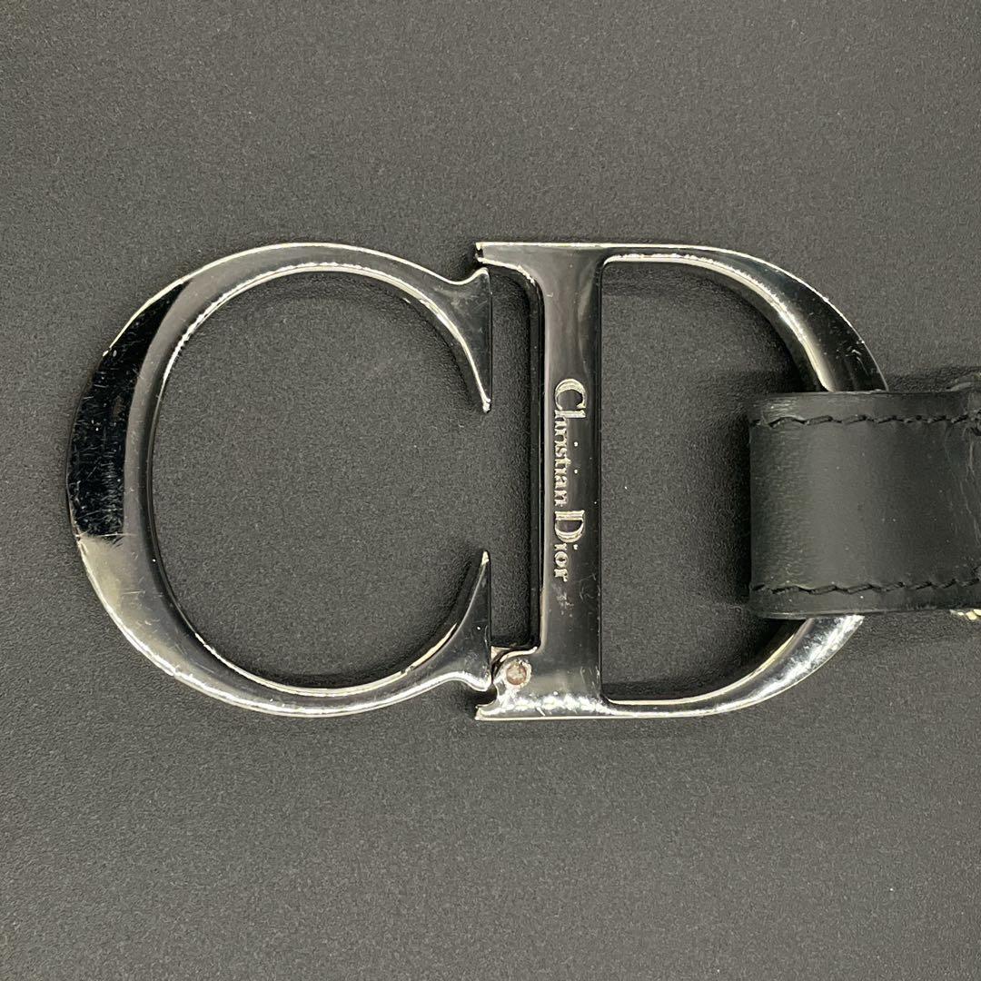 美品　クリスチャンディオール　CDロゴ　バックルベルト　トロッター柄　ネイビー
