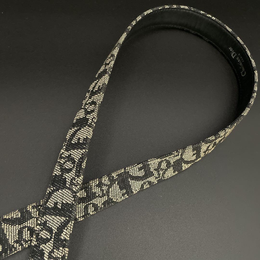 美品　クリスチャンディオール　CDロゴ　バックルベルト　トロッター柄　ネイビー