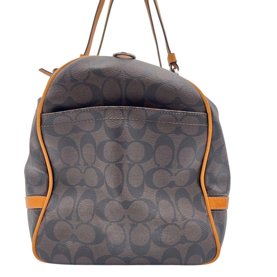 【美品】 コーチ 2way ボストンバッグ PVC シグネチャー ブラウン