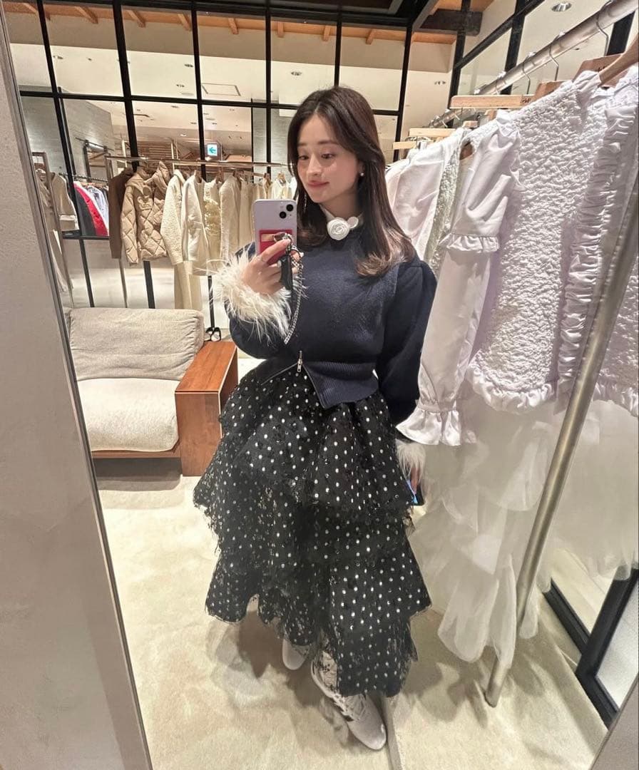 【新品未使用】Bibiy. パフスリーブニット ネイビー