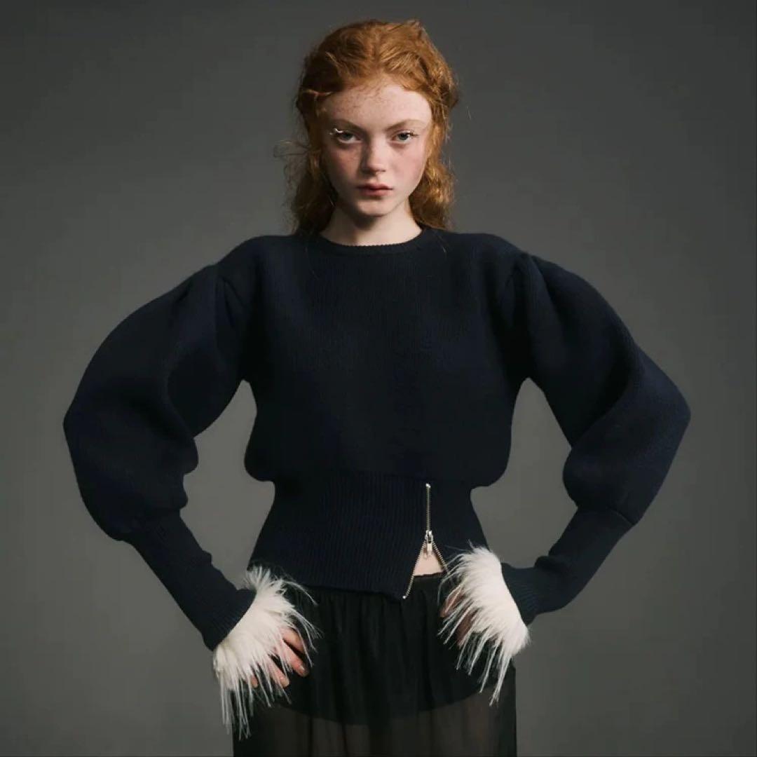 【新品未使用】Bibiy. パフスリーブニット ネイビー