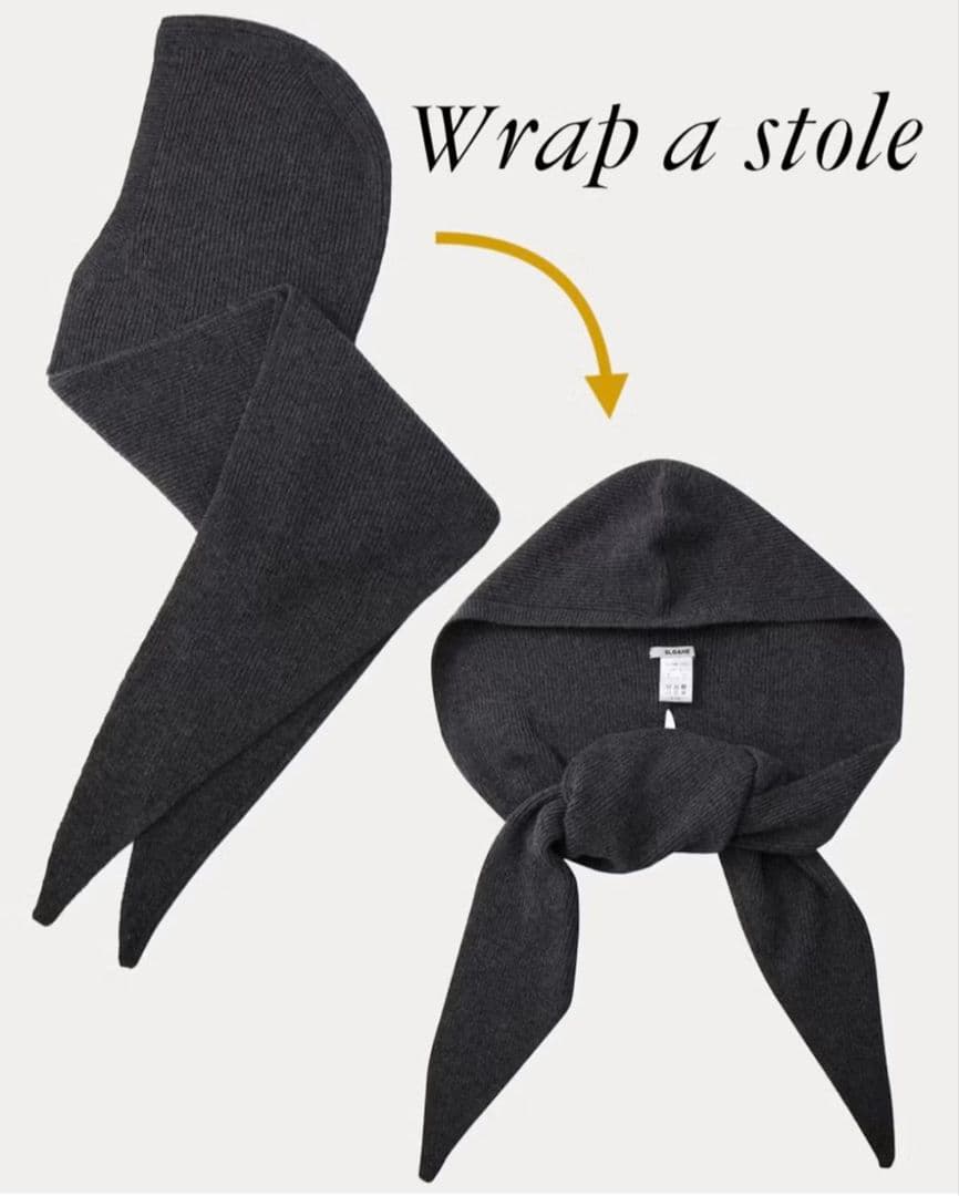 SLOANE　リブ ウール×カシミヤ フード付きマフラー