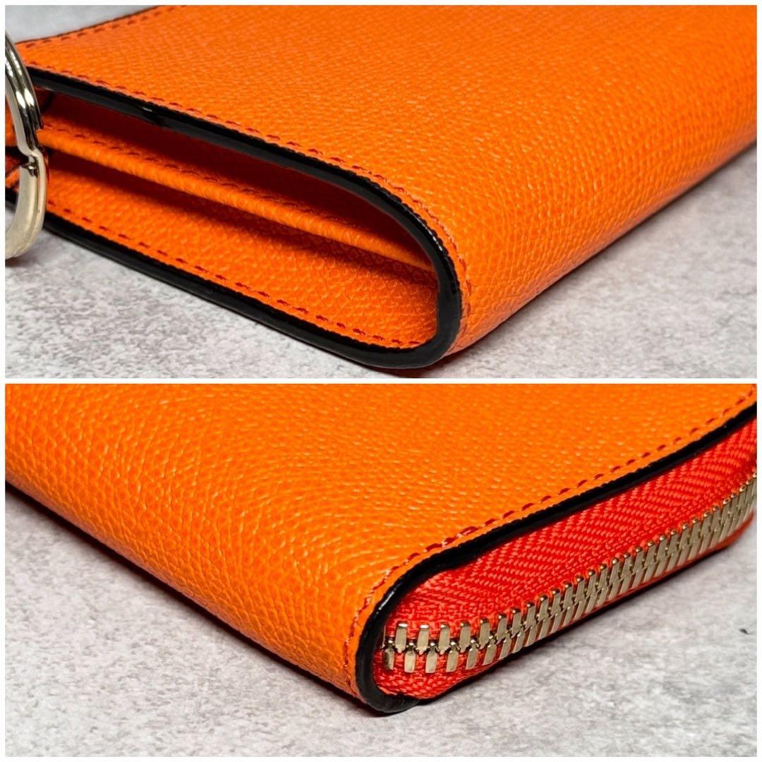 新品未使用 2024年購入品 ヴァレクストラ オレンジ ジップキーホルダー 財布