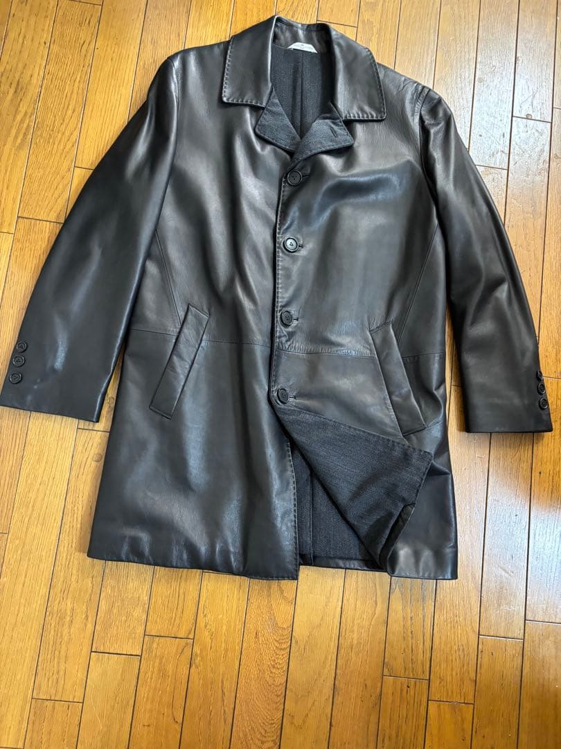 MOFAR イタリア製　羊革レザーコート　裏地ロロピアーナウール　48