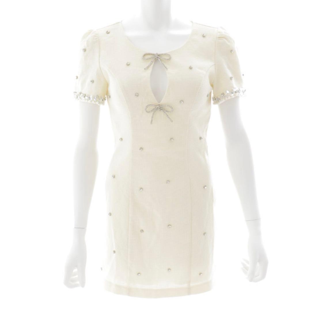 Jewels リボンビジュー半袖タイトミニドレス/キャバドレス