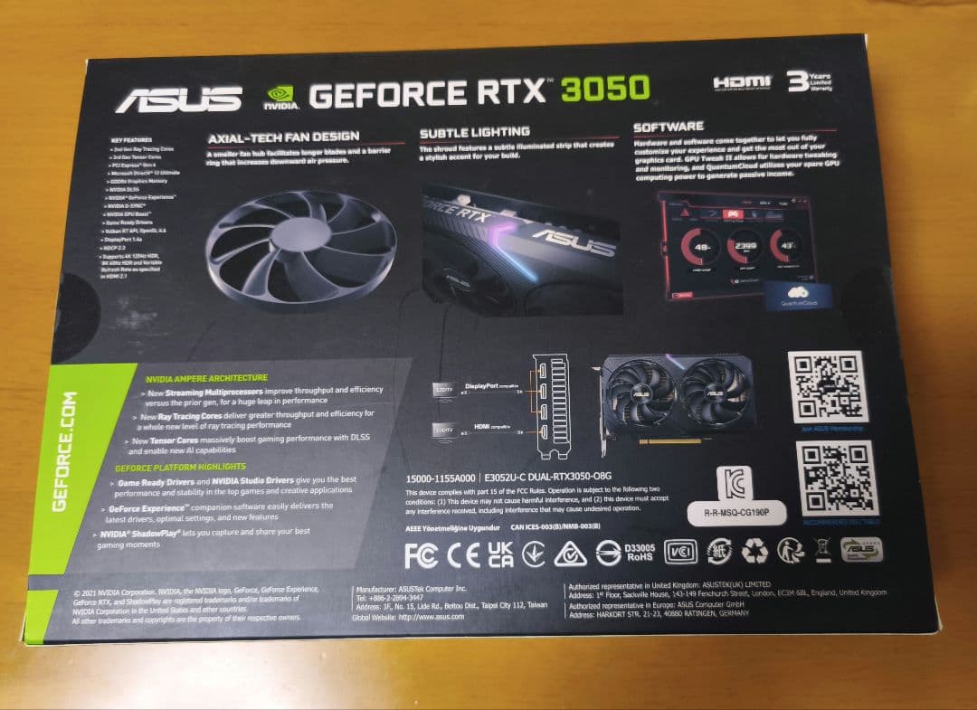 グラフィックボード・グラボ・ビデオカード ASUS GeForce RTX 3050 OC Edition 8GB