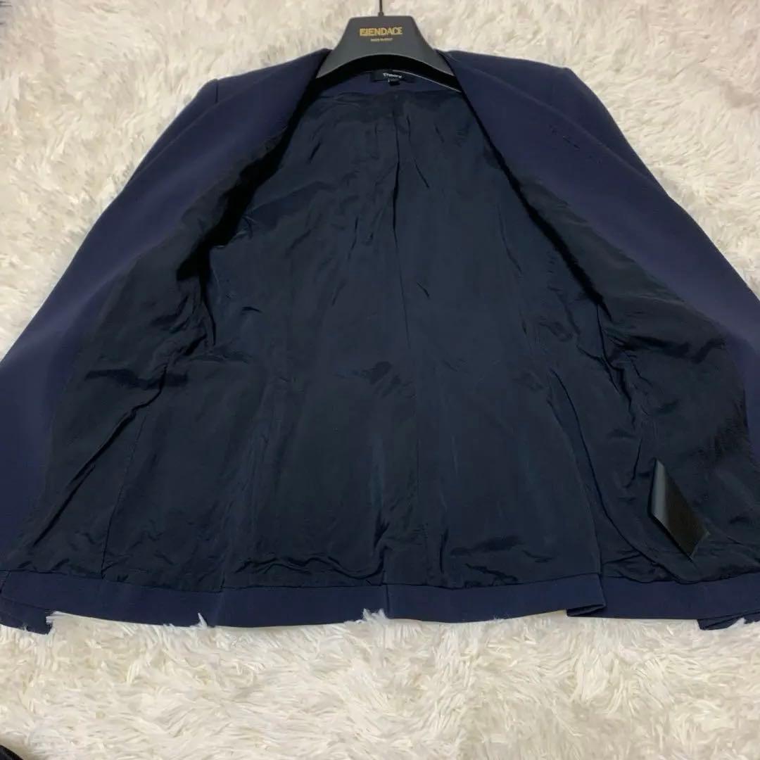 【大人気】セオリー　0 パンツスーツ　3点セット　ネイビー　ノーカラー　現行