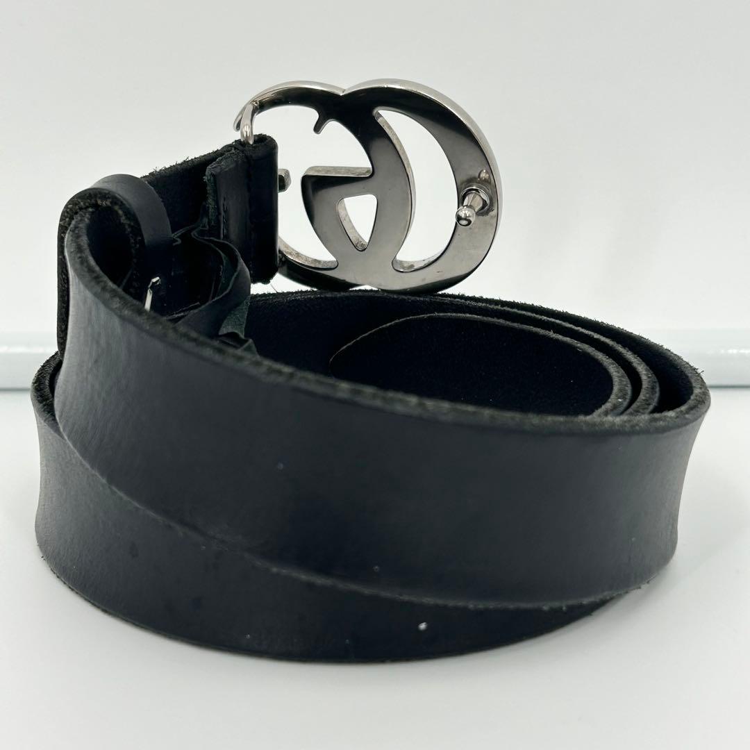 美品✨グッチ ベルト マーモント ダブルG シルバー レザー メンズ