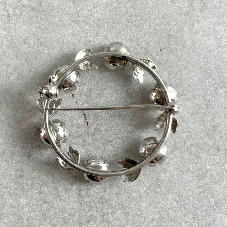 MIKIMOTO ミキモト ブローチ パール リース型 本真珠 箱付き SV