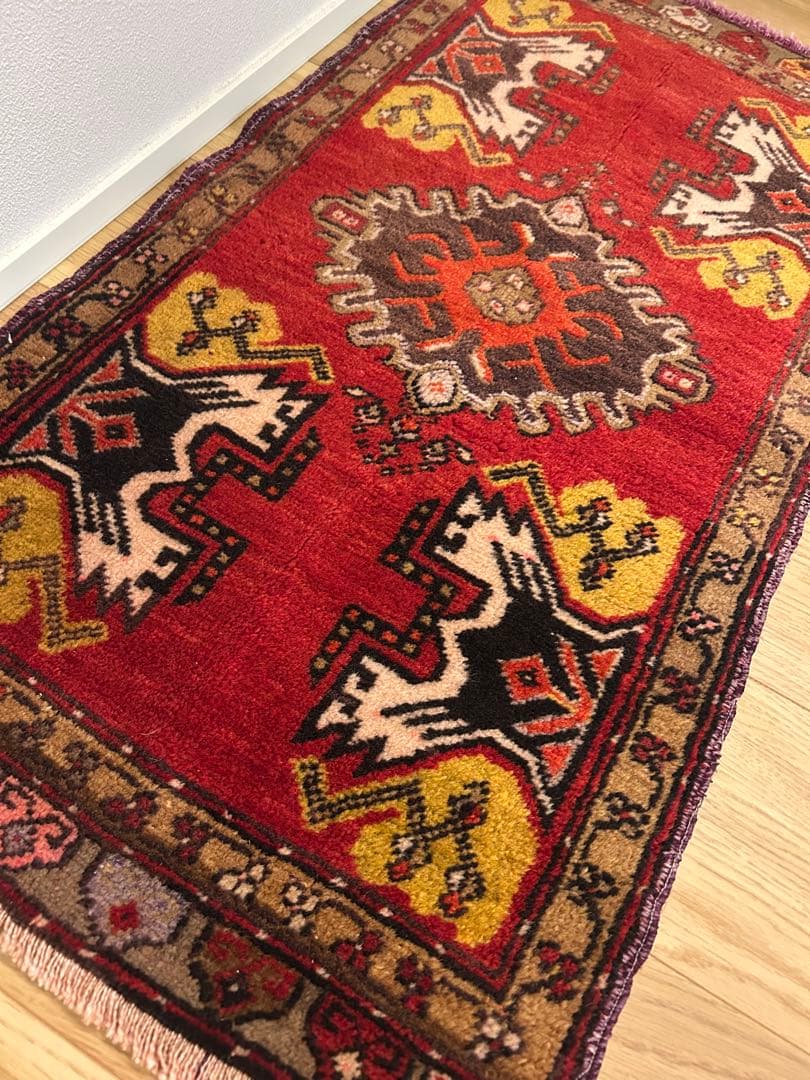 週末セール＊トライバルラグ・トルコヴィンテージラグ・ウール約46×90cm