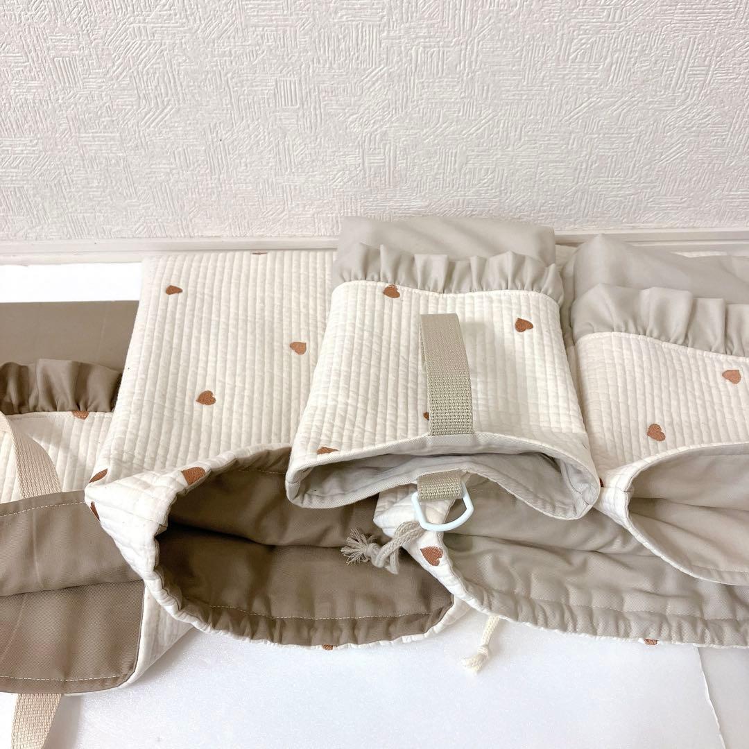 レッスンバッグ✖️2 体操服袋✖️2 上履き入れヌビ　巾着袋　ハート刺繍