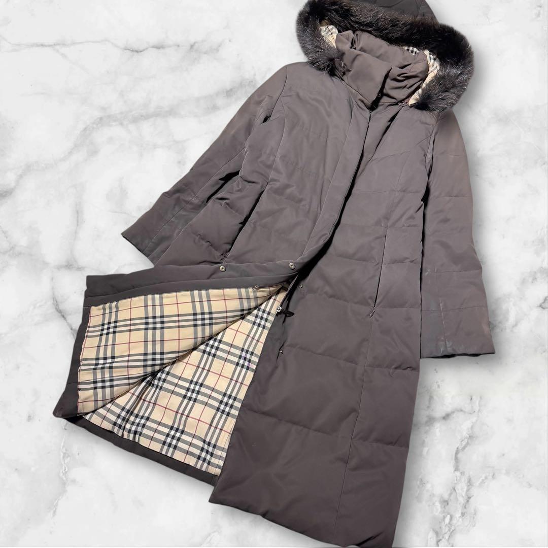 fi_fiバーバリーロンドン　ダウンコート　ファー　フード　ダーク