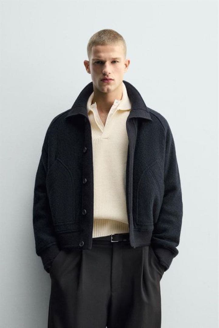 ZARA ザラ リブ襟切り替えジャケット S