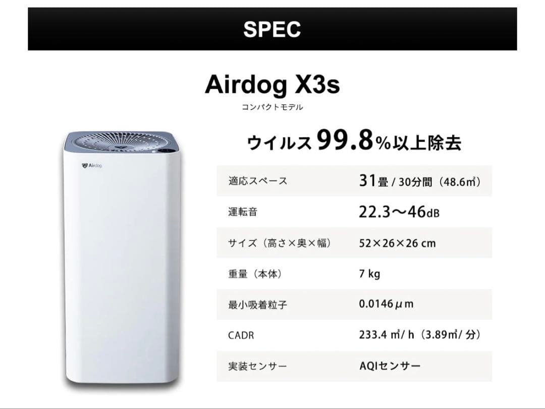 ⭐️正規メーカー動作確認済⭐️Airdog X3s　空気清浄機　エアドッグ　21年製