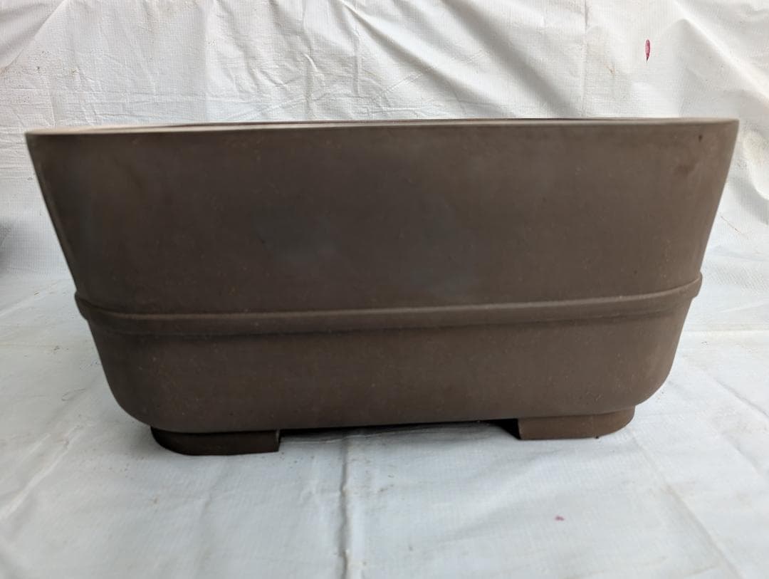 大型盆栽鉢 宜興系 刻印有り 正方形 約47.5cm 紫砂風 陶器鉢