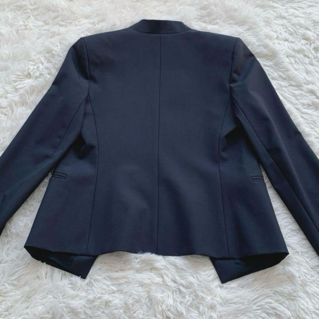 【美品】セオリー セットアップスーツ パンツ カラーレス ノーカラー ネイビー