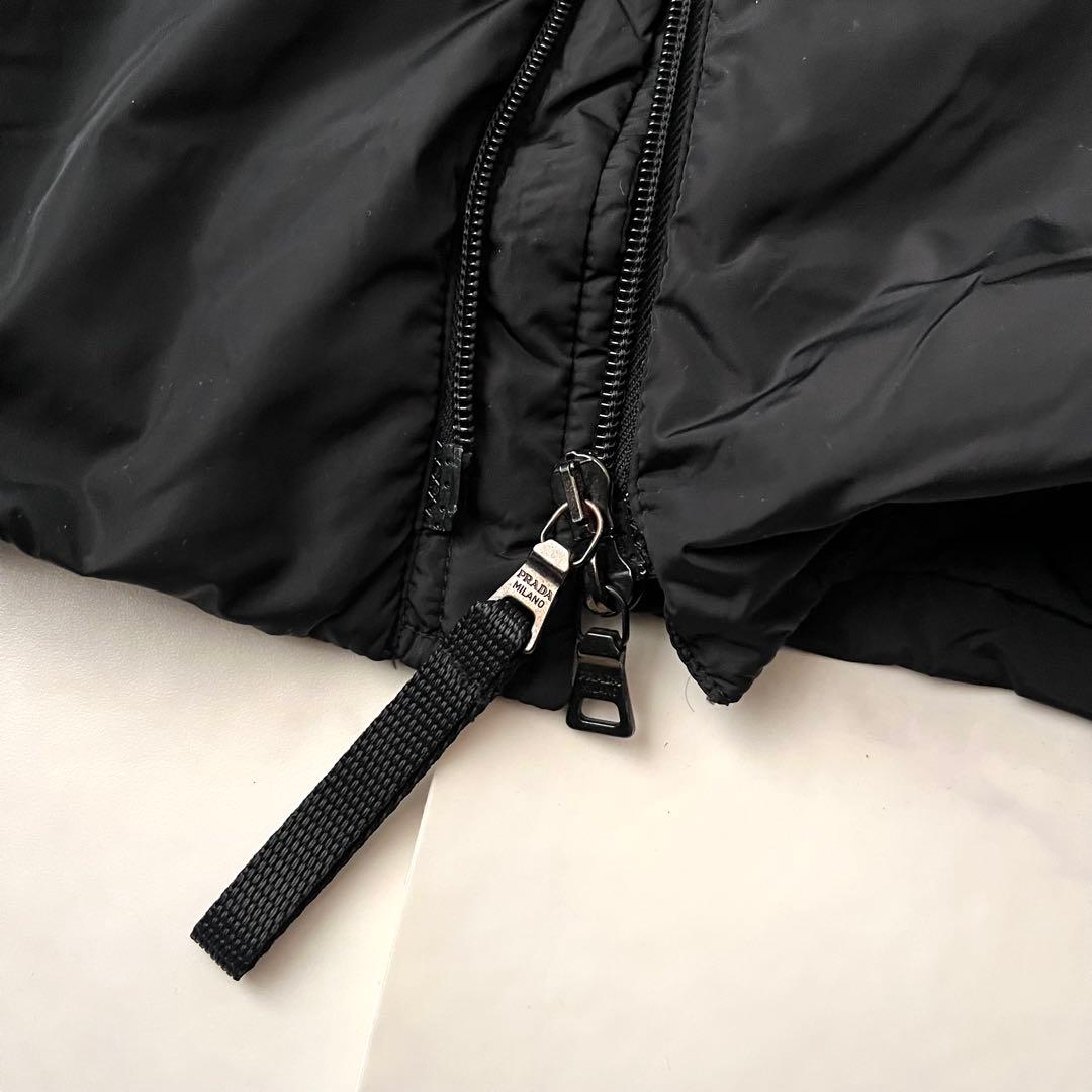 美品 PRADA SPORTS ナイロン 中綿ジャケット ラバーロゴ 黒 44